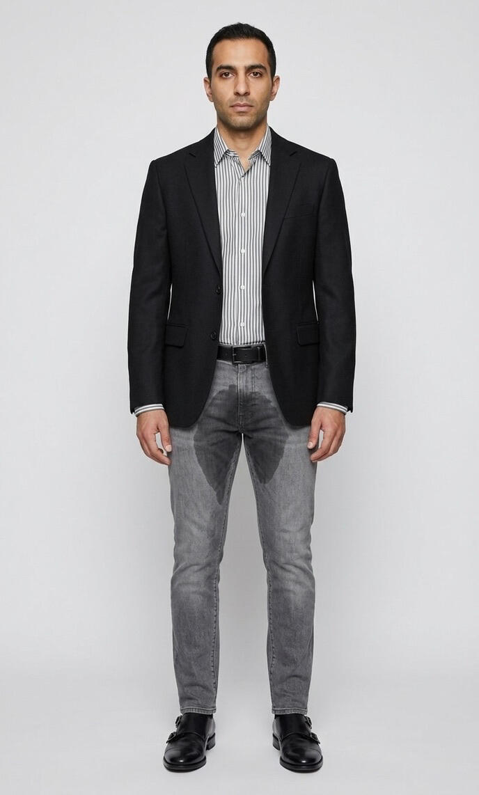 Wet Pants Denim Model Model styling Wet Pants Denim jeans in gray