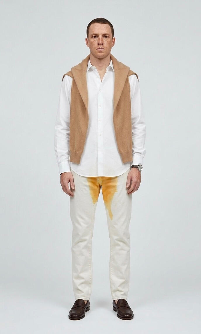 Wet Pants Denim Model Model styling Wet Pants Denim jeans in white