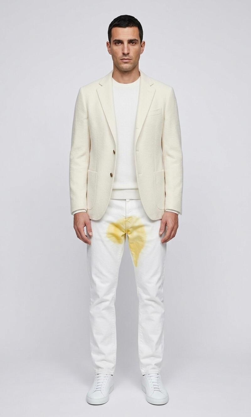Wet Pants Denim Model Model styling Wet Pants Denim jeans in white