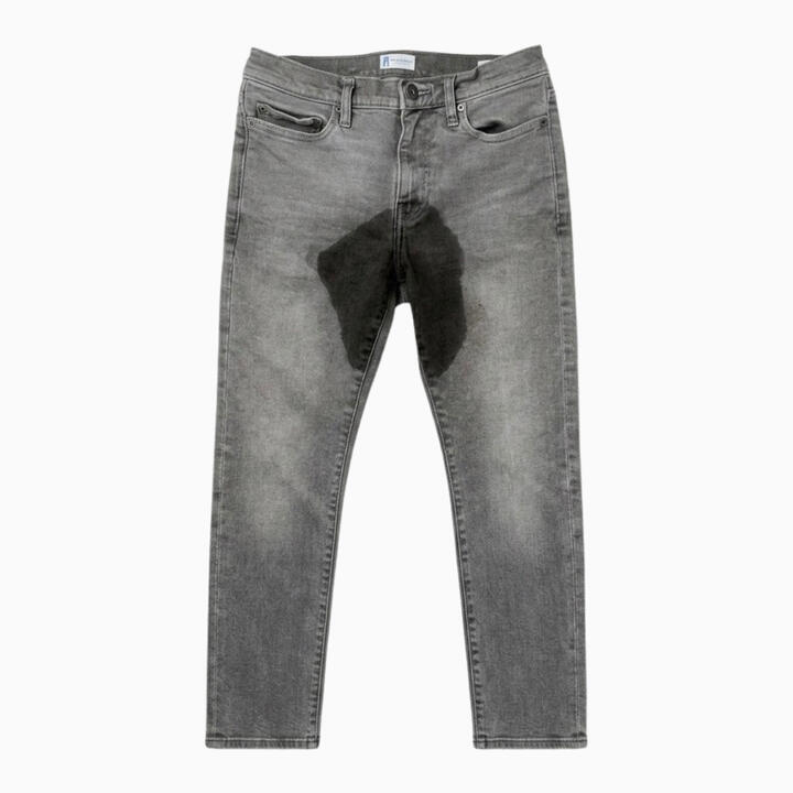 Wet Pants Denim Gray Jeans Wet Look, Dry Feel
