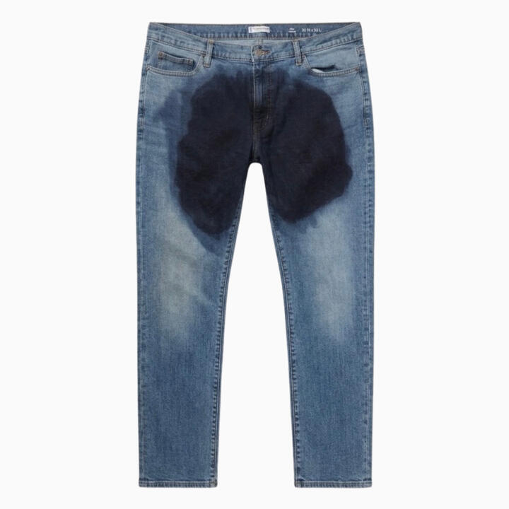 Wet Pants Denim Blue Jeans Wet Look, Dry Feel